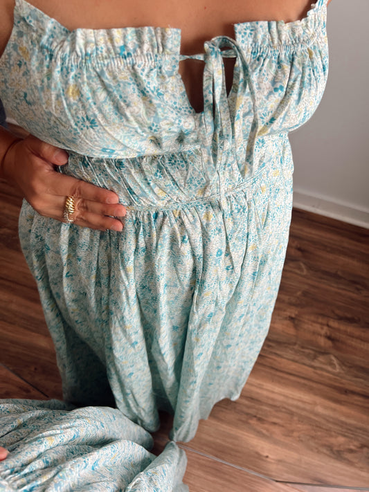 Misty blue maxi dress