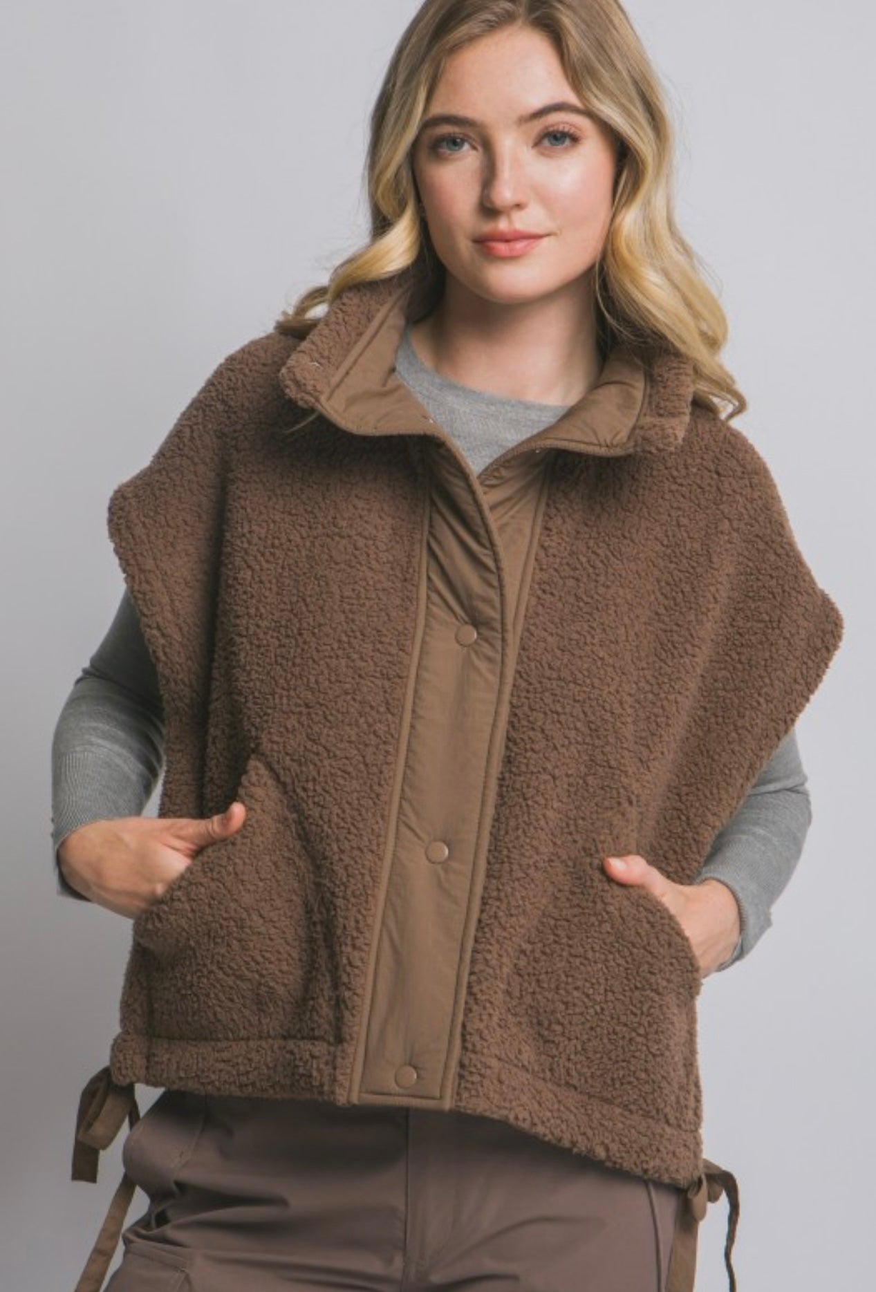 Teddy brown oversized vest