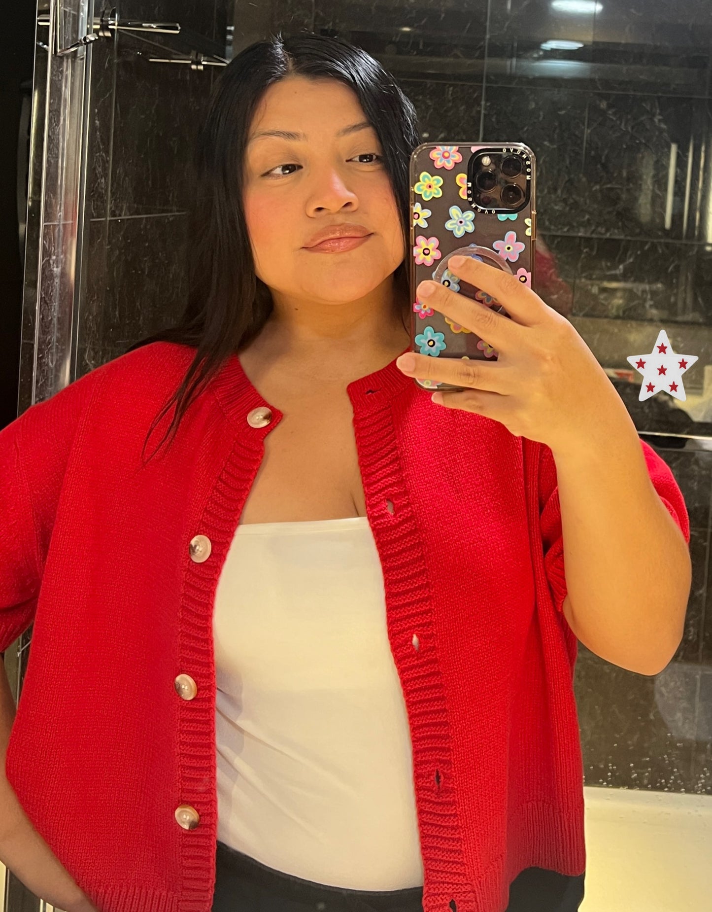 Cherry short sleeve cardigan