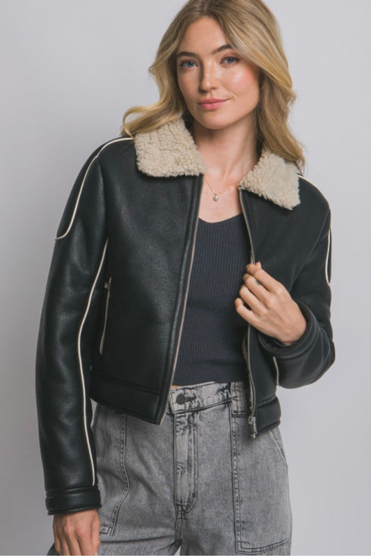 Leather shearling jacket
