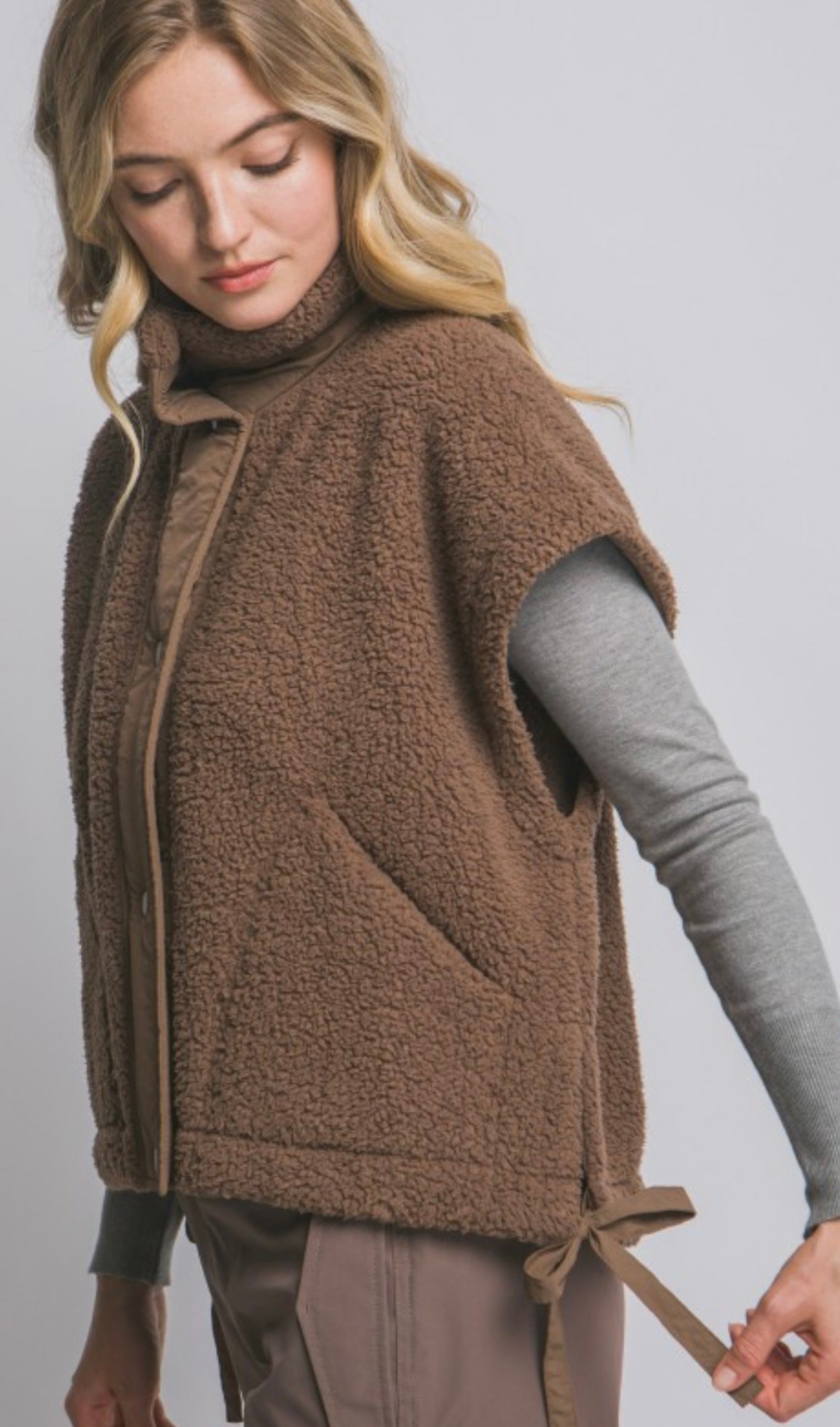 Teddy brown oversized vest