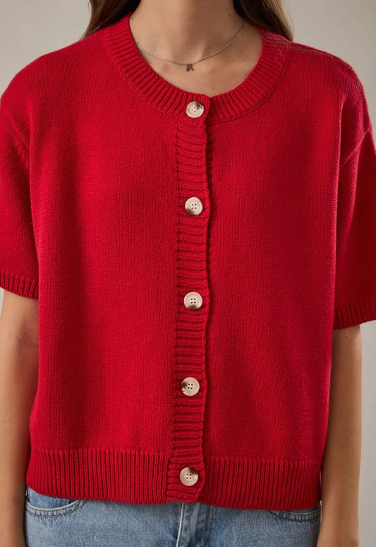 Cherry short sleeve cardigan