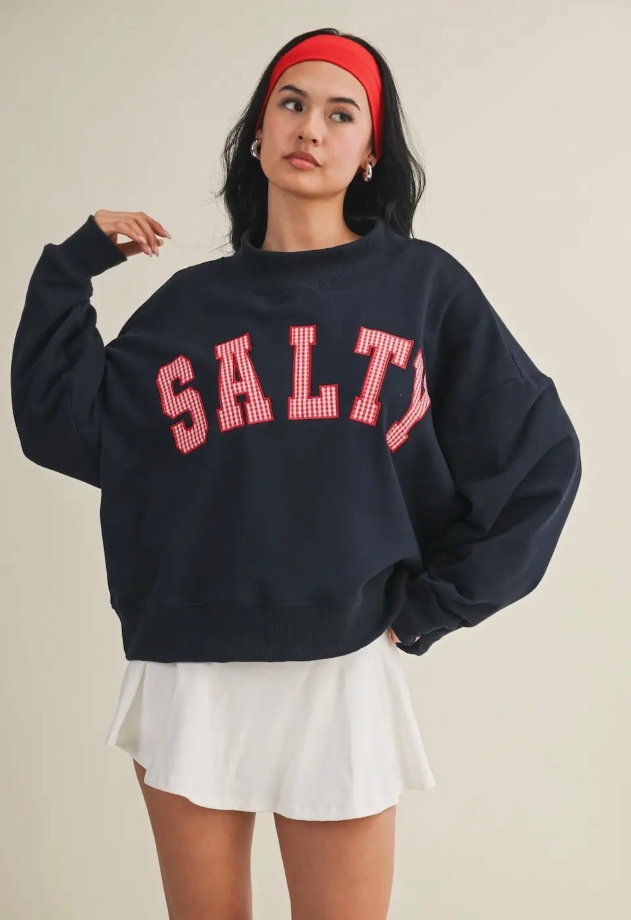 “SALTY” mock neck sweatshirt