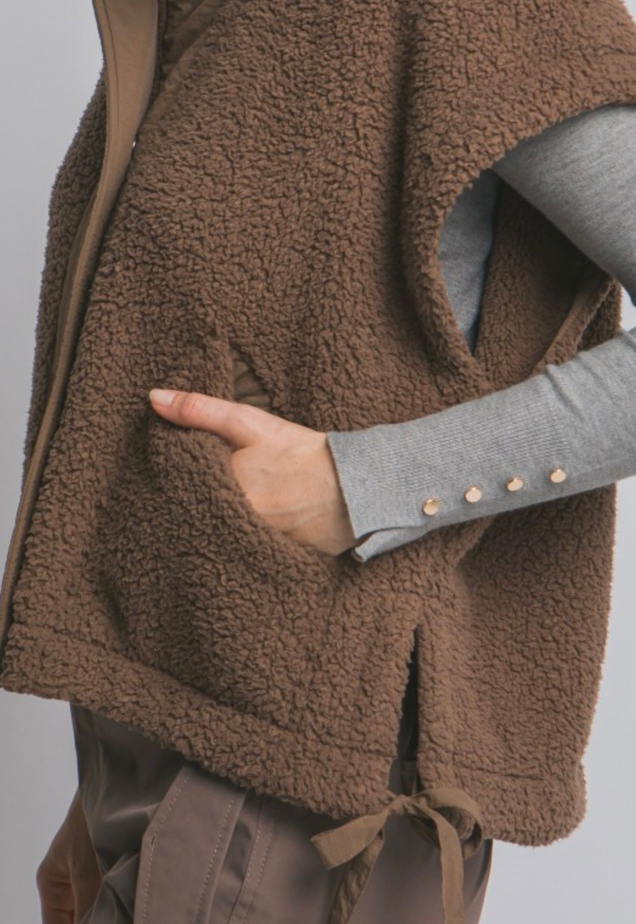 Teddy brown oversized vest
