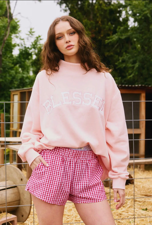 “Blessed” mock neck sweatshirt