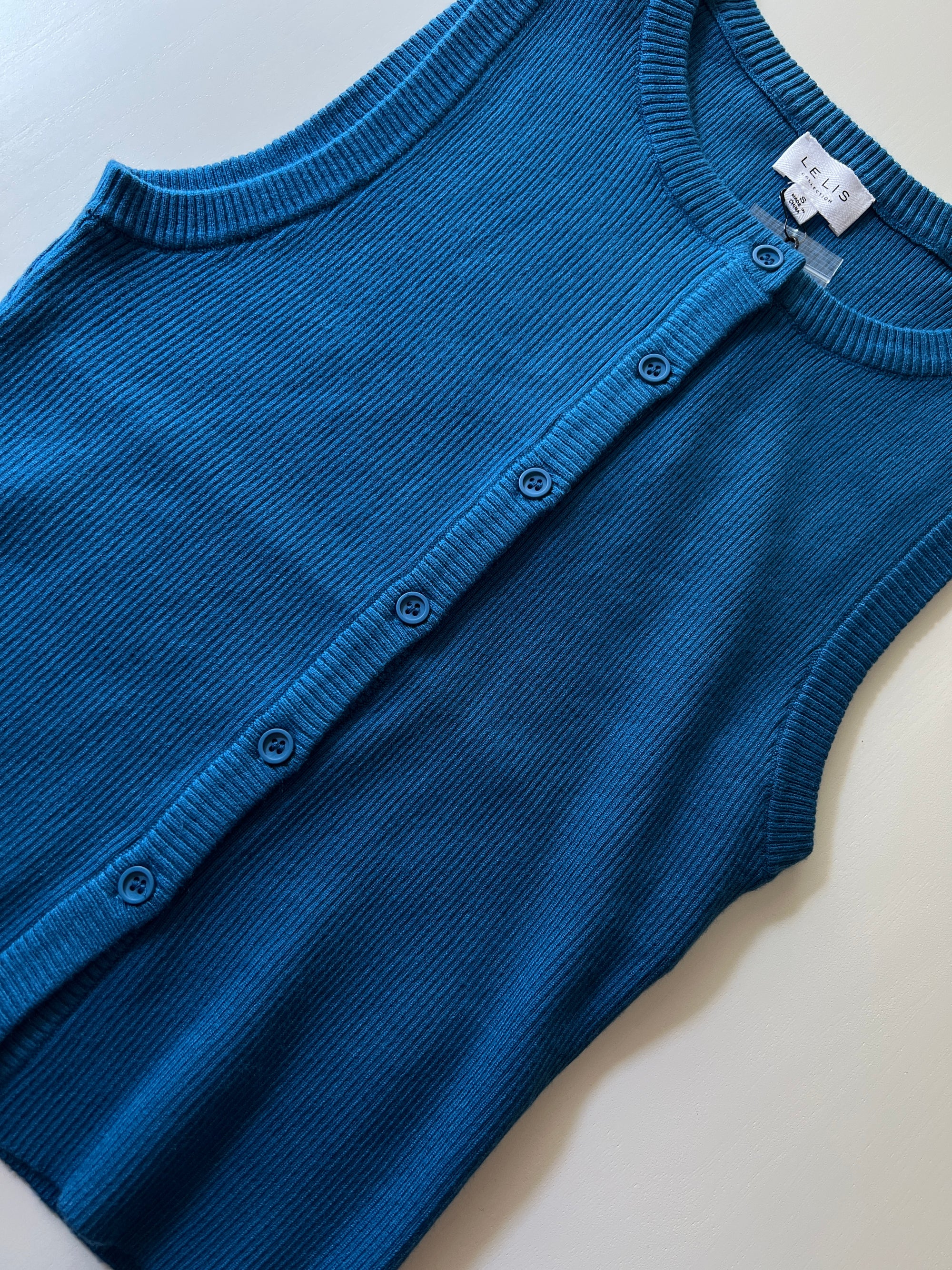 Button down ribbed top Teal  Blue