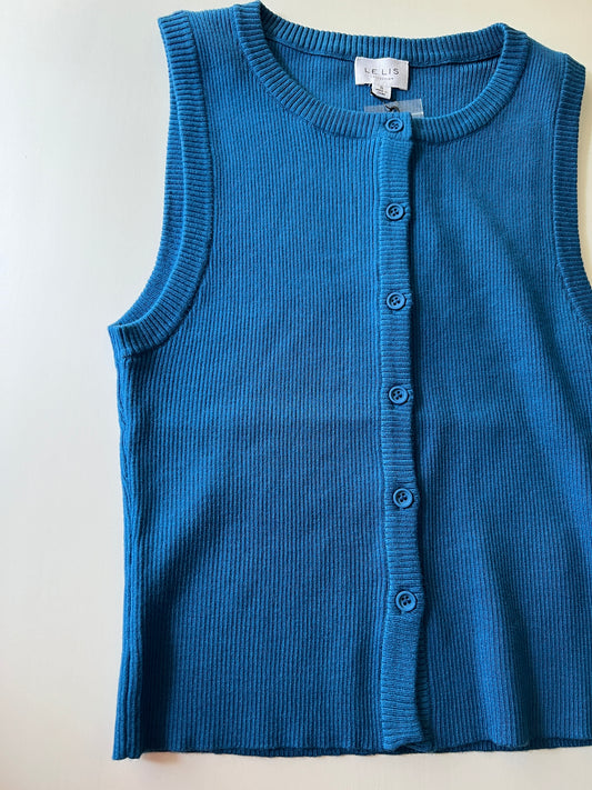 Button down ribbed top Teal  Blue