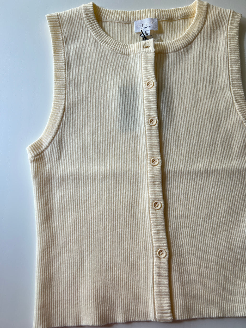 Button down ribbed top Beige