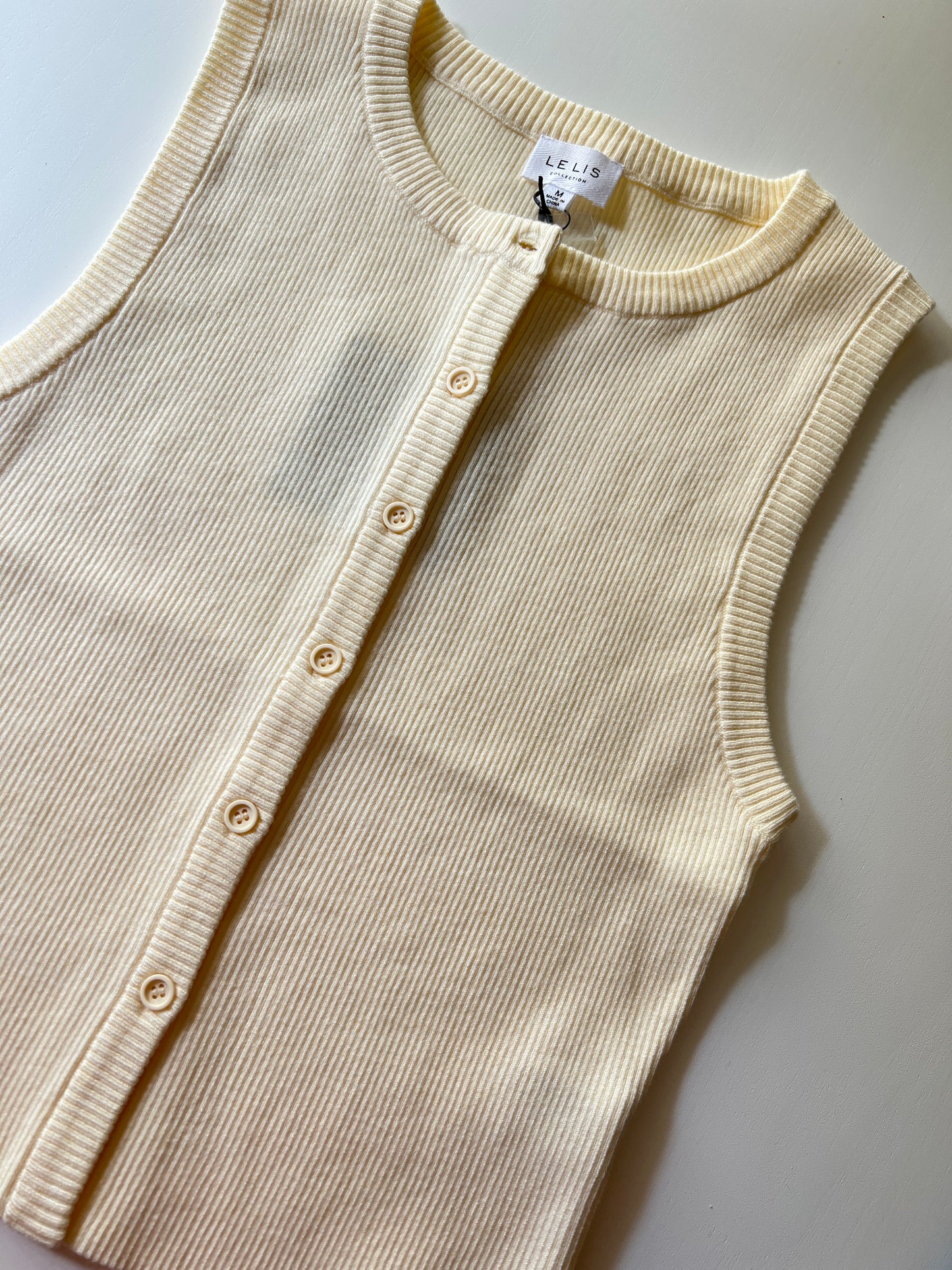 Button down ribbed top Beige