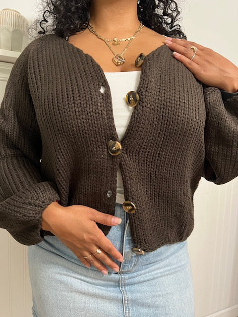 Mocha Button Down Cardigan