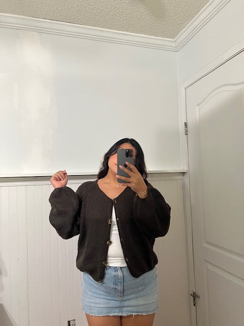 Mocha Button Down Cardigan